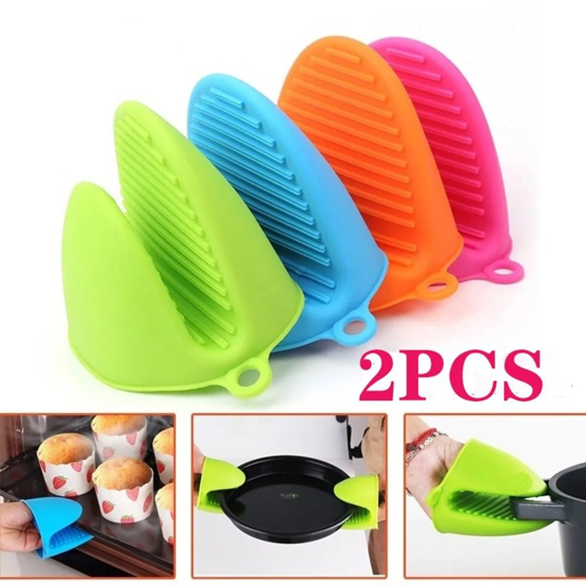 Silicone Pot Holder Pair Durable Pinch Mitts in Vibrant Color Cosmia.pk