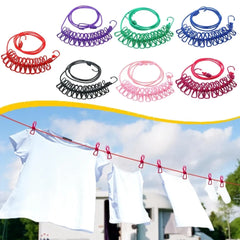 Multi Functional Portable Drying Rope with 12 Clips and 2 Hooks Cosmia.pk