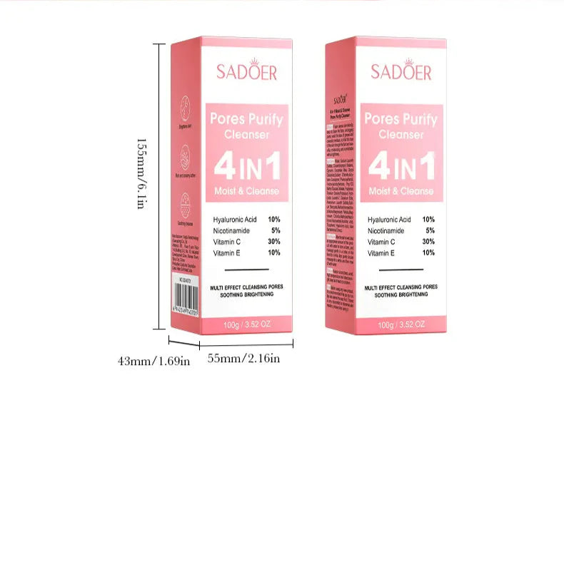 SADOER 4 IN 1 Whitening Brightening Facial Cleanser - 100ml Sadoer