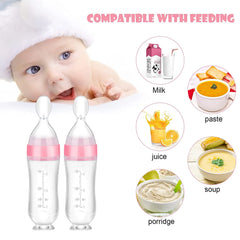 Silicone Baby Feeder Squeeze Feeding Bottle With Spoon - 90ml Cosmia.pk