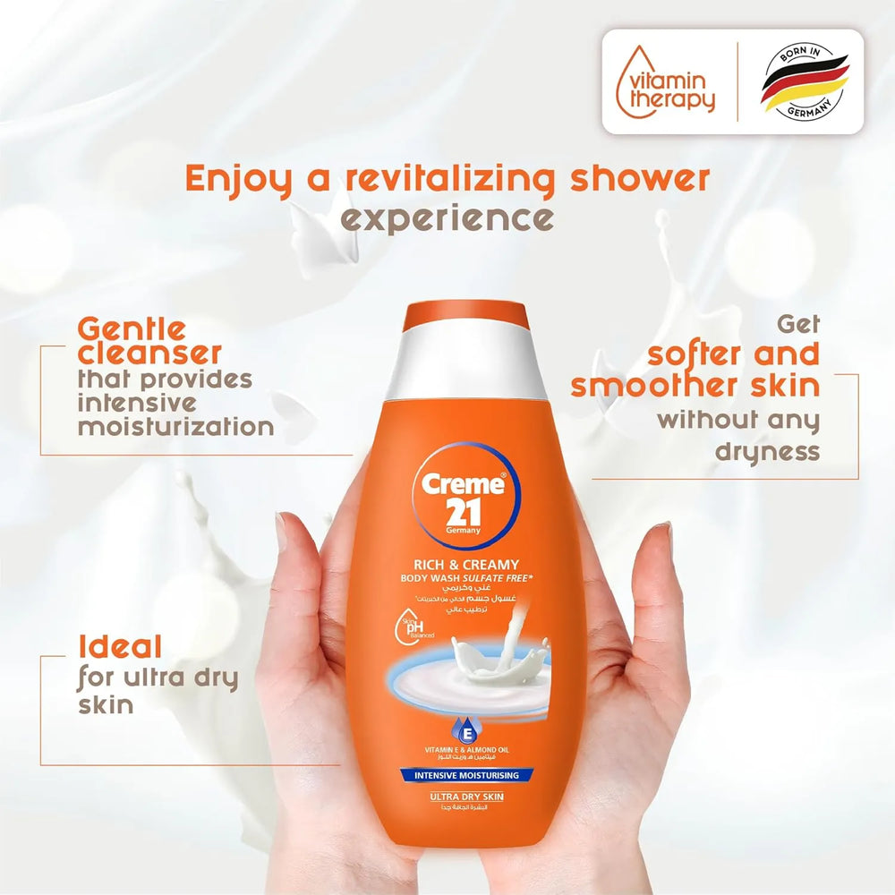 Crème 21 Rich & Creamy Moisturising Body wash,With Vit E & Almond Creme 21