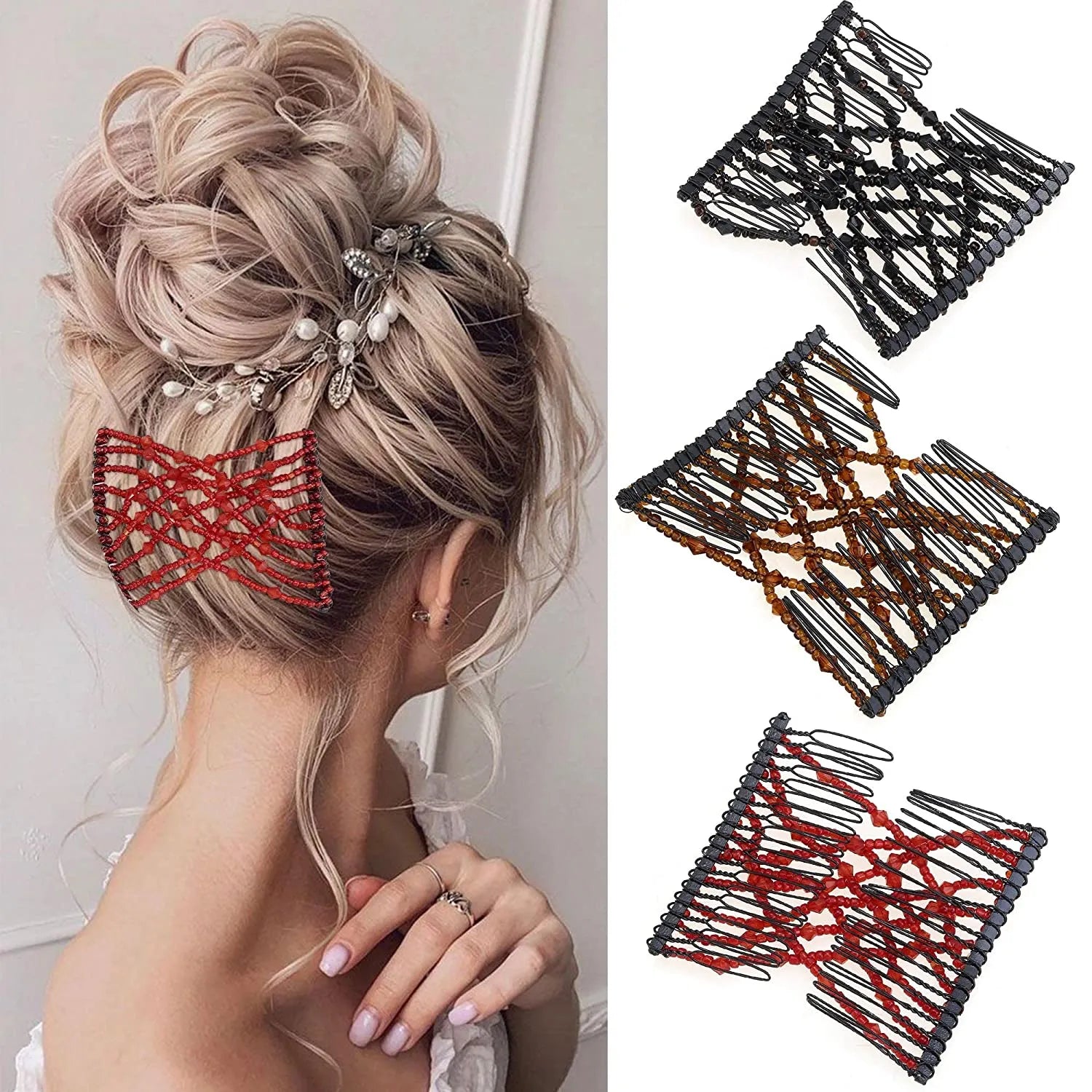Ez Beads Hair Combs Magic Elastic Hair Double Clips For Women - Each Cosmia.pk