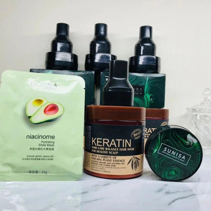 Sunisa base + Keratin hair mask + BIOAQUA Sheet Mask Bioaqua