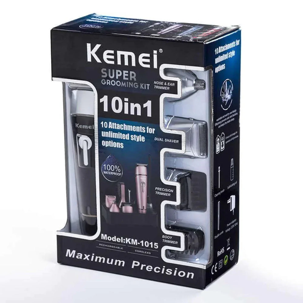Kemei KM-1015 Super Rechargeable Grooming Kit 10-in-1 Kemei