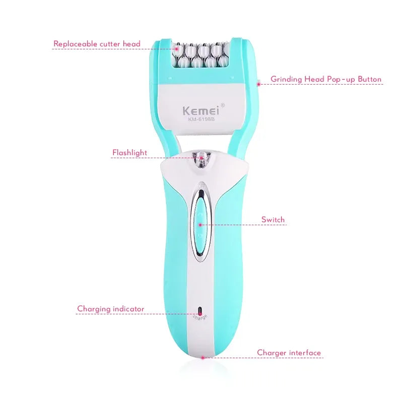 Kemei KM-6198B 3-in-1 rechargeable Electric Epilator Kemei