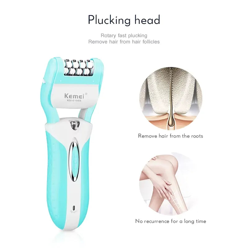 Kemei KM-6198B 3-in-1 rechargeable Electric Epilator Kemei