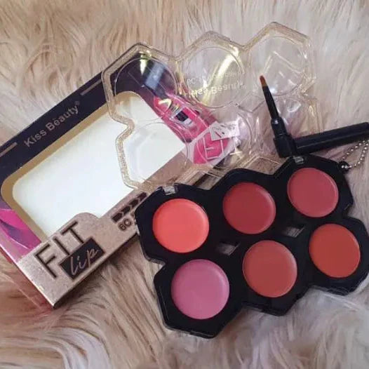 Kiss Beauty Lip Palette With Brush (6 Colors) Kiss Beauty