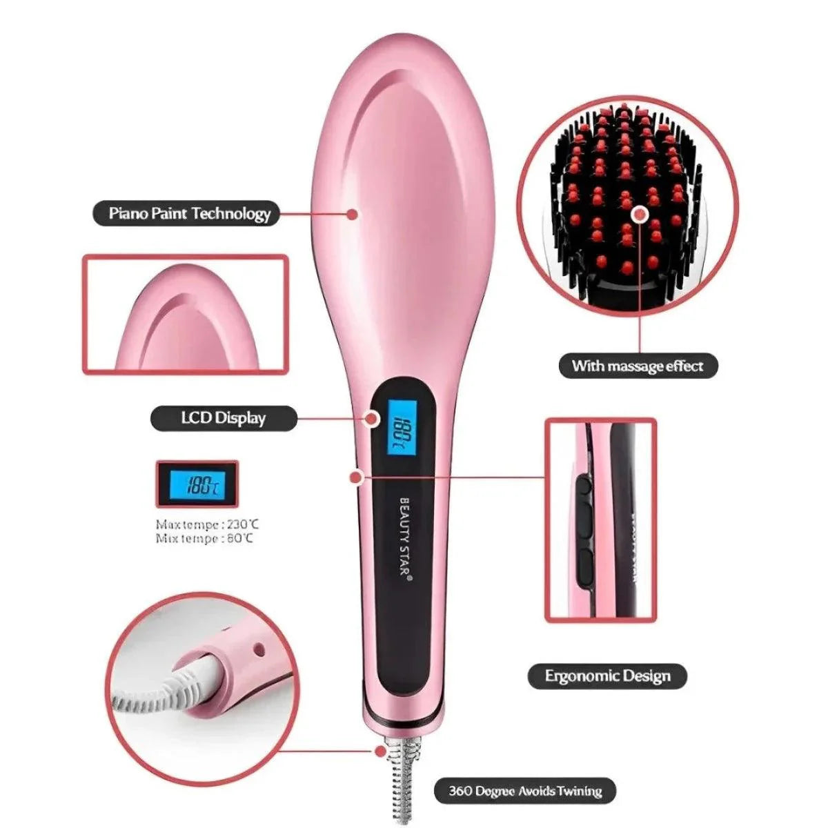 Marske Professional Electric Hair Straightening Brush Marske