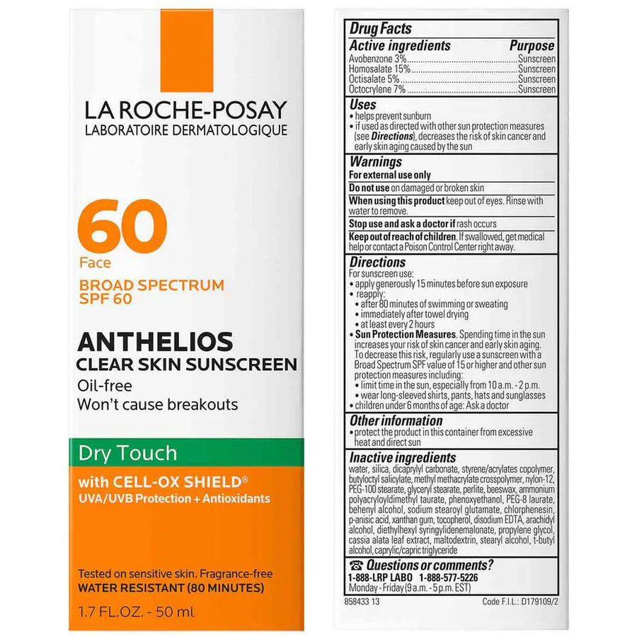 La Roche-Posay Anthelios Clear Skin Oil Free Sunscreen SPF 60 50ml La Roche Posay