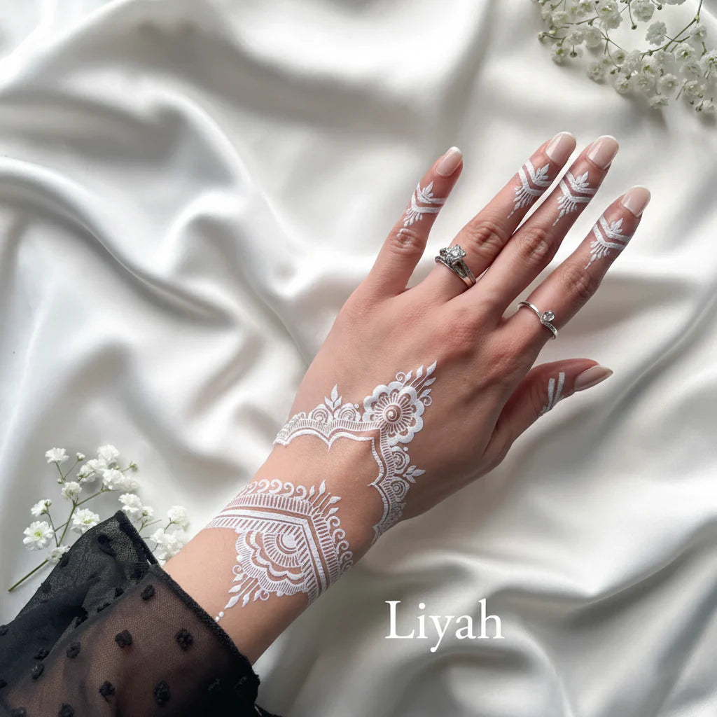 Henna "Liyah" temporary white henna tattoos Cosmia.pk