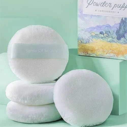2 Pcs Round Powder Puff Soft Cotton Cosmetic Sponge Cosmia.pk
