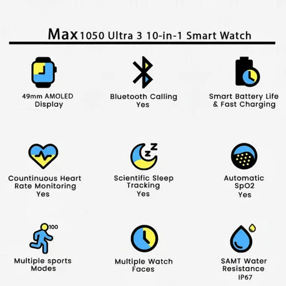 Maixinn Max 1050 Ultra 3 Smart Watch 10 in 1 Maixinn