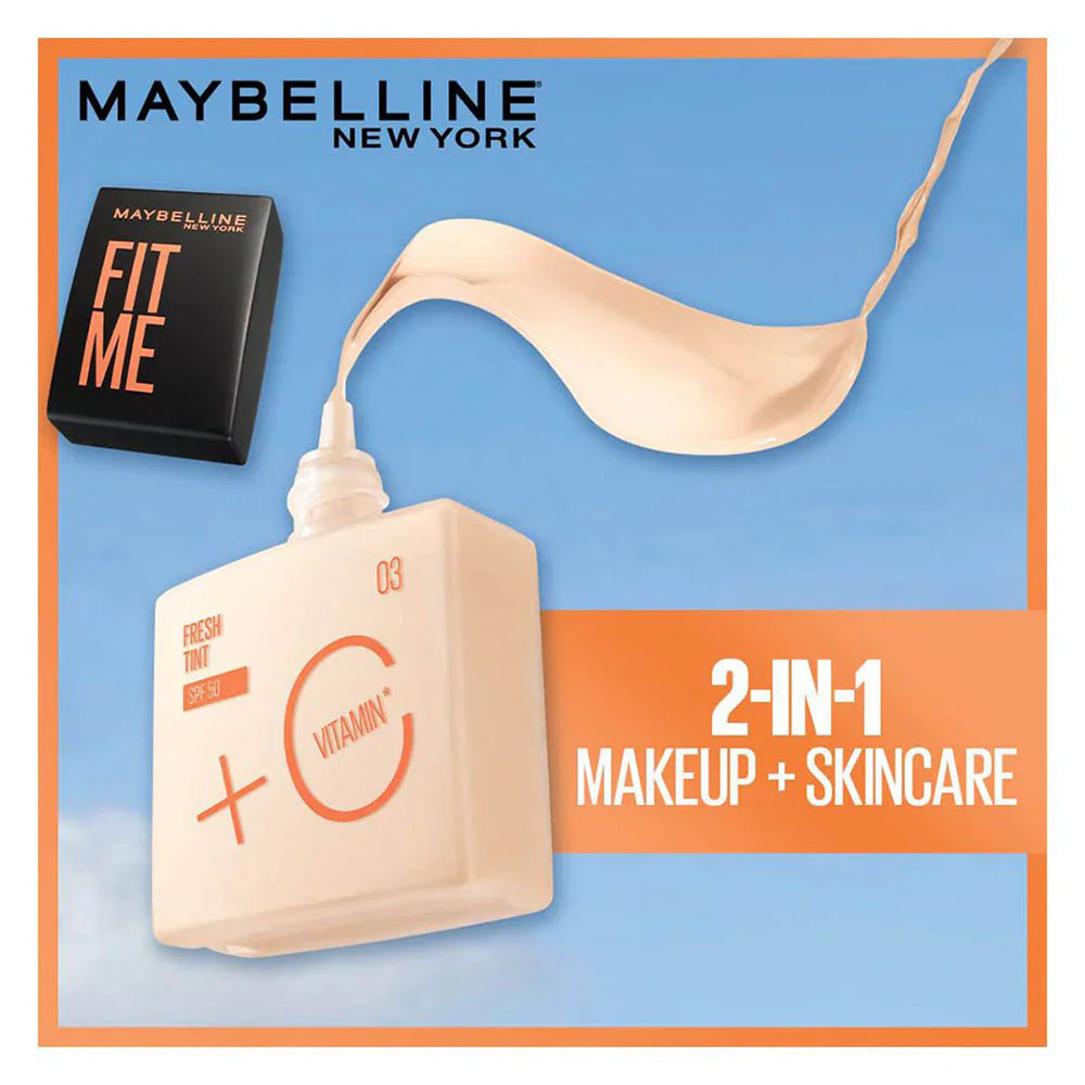 Original Maybelline - Fit Me Fresh Tint Spf 50 + Vitamin C Foundation Maybelline