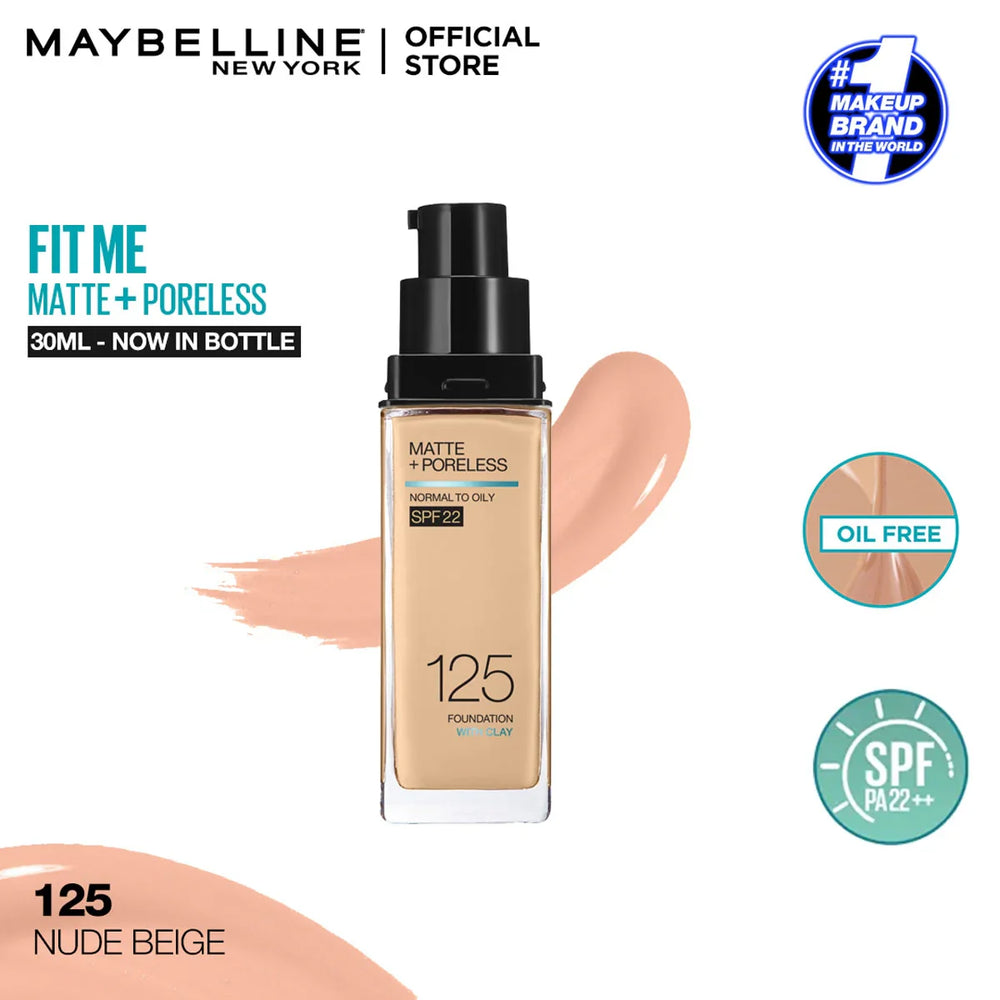 Original Maybelline New Fit Me Matte + Poreless Liquid Foundation Spf 22 30ml Maybelline