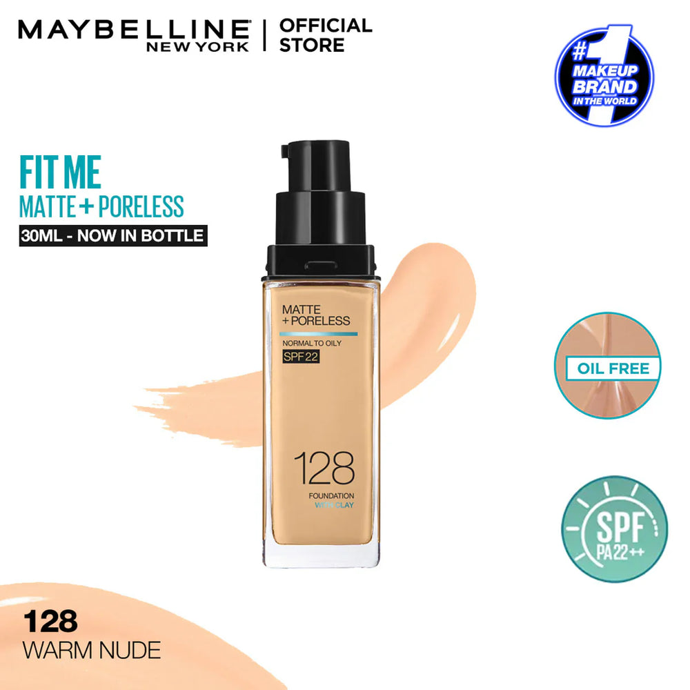 Original Maybelline New Fit Me Matte + Poreless Liquid Foundation Spf 22 30ml Maybelline