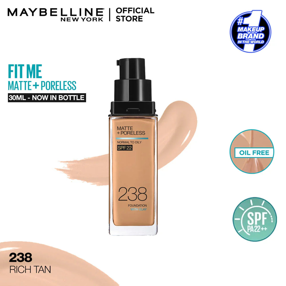 Original Maybelline New Fit Me Matte + Poreless Liquid Foundation Spf 22 30ml Maybelline