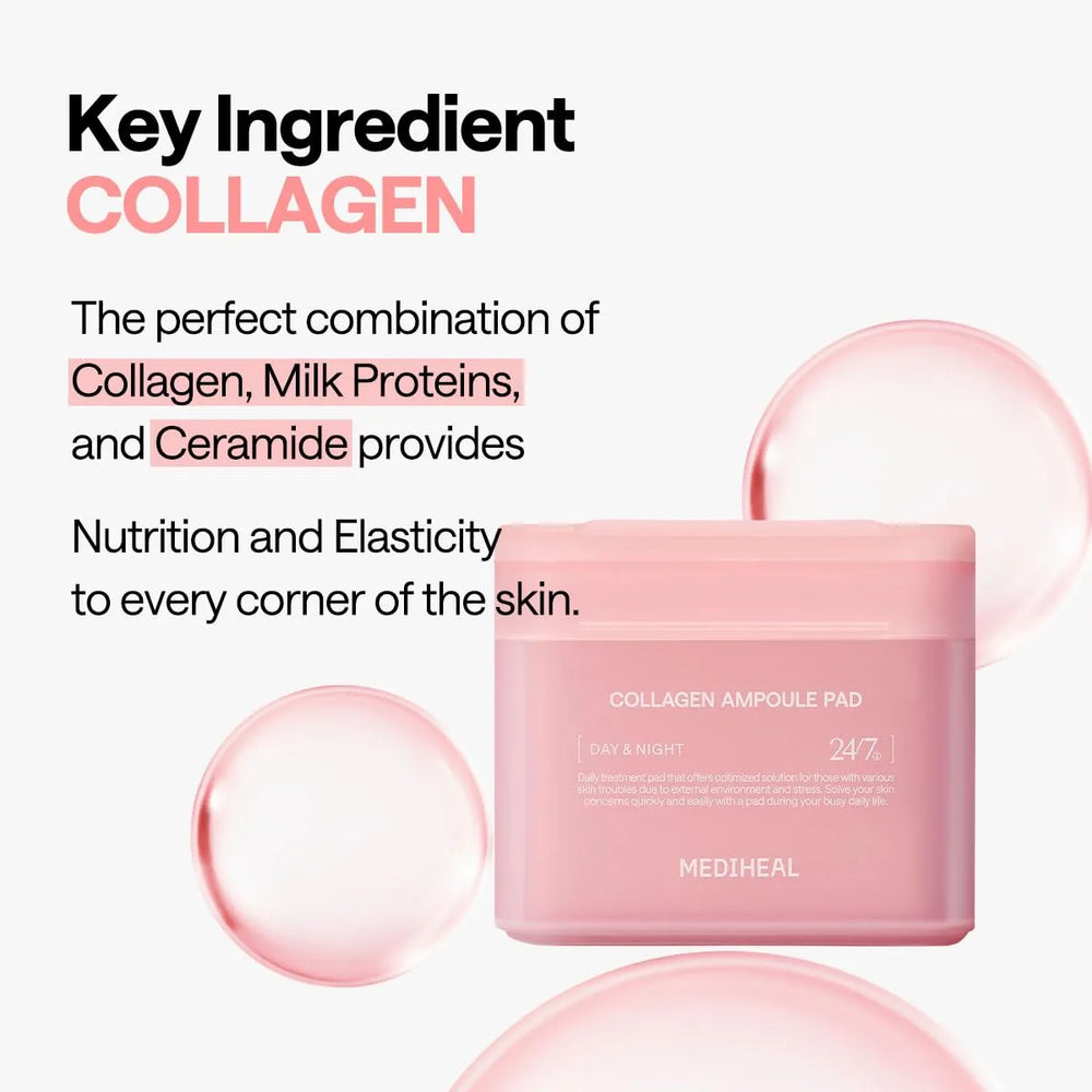MEDIHEAL Collagen Ampoule Facial Toner Pads - 100 Pads MEDIHEAL