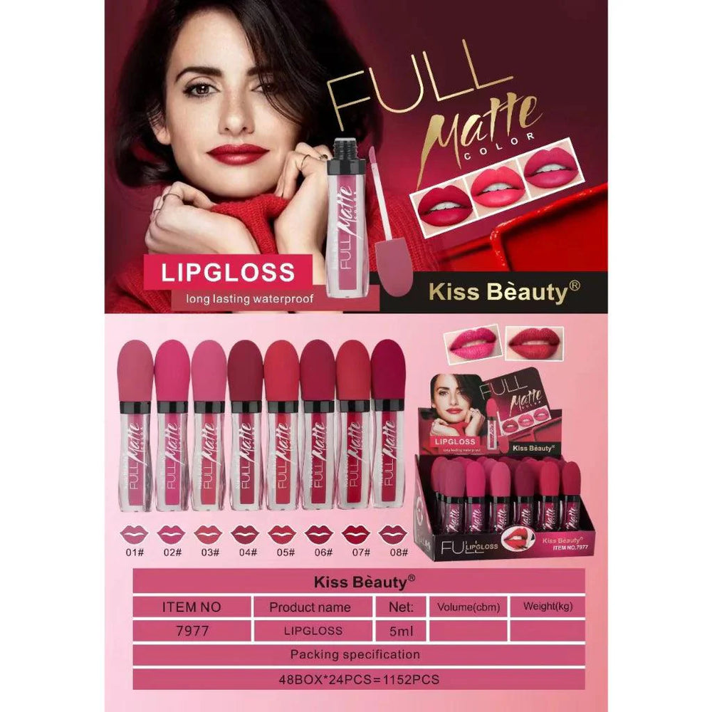 Kiss Beauty Matte Lipgloss 8Pcs Set Kiss Beauty