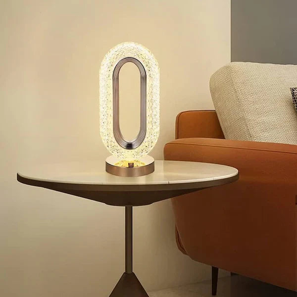 Modern Luxury Oval USB Rechargeable Crystal Table Lamp Cosmia.pk