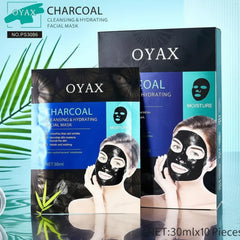 Oyax Charcoal Cleansing & Hydrating Facial Mask - 30ml x 10slices Oyax
