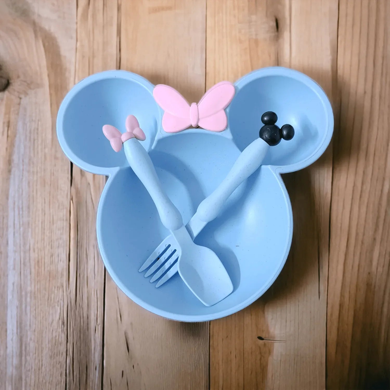 Mickey Shape Wheat Straw Plate Bowl Baby Training Set for Kids Cosmia.pk