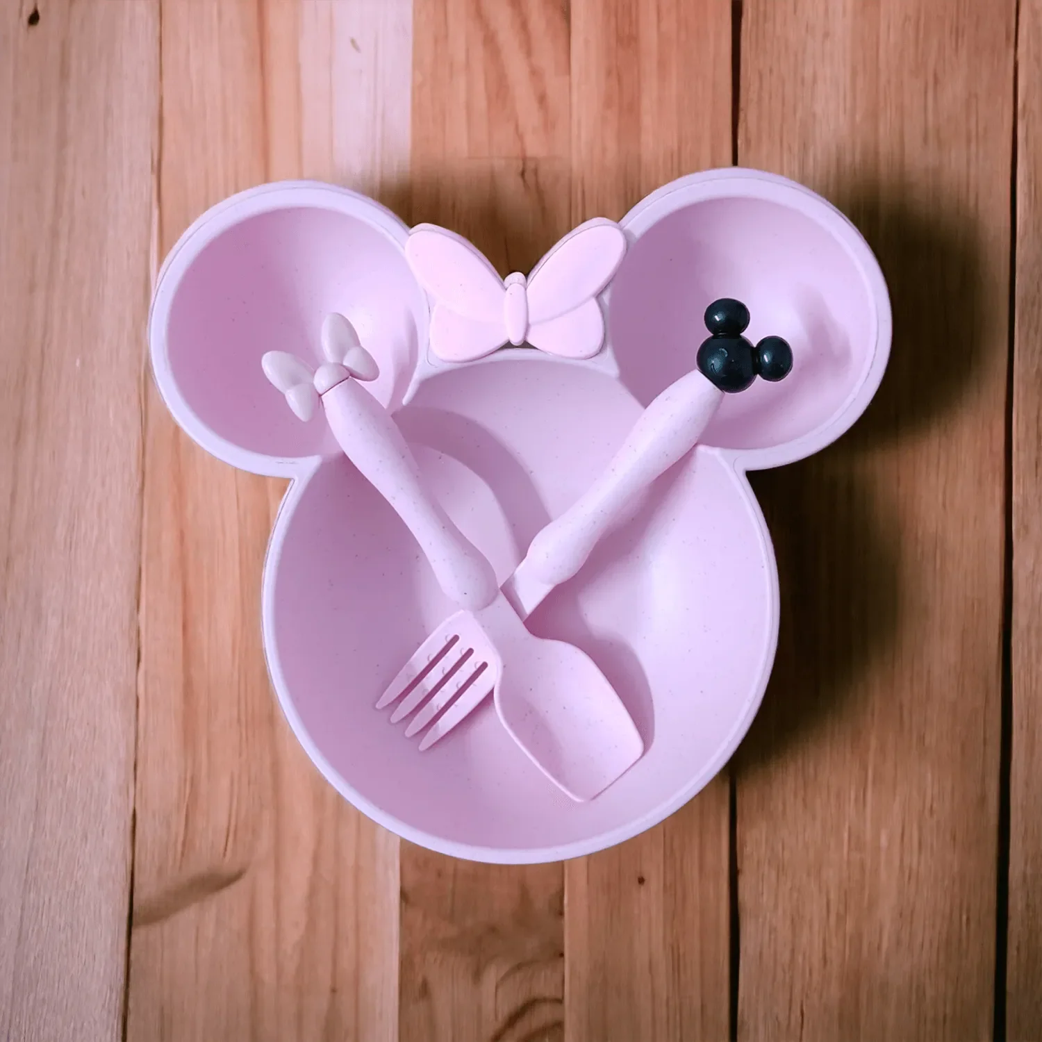 Mickey Shape Wheat Straw Plate Bowl Baby Training Set for Kids Cosmia.pk