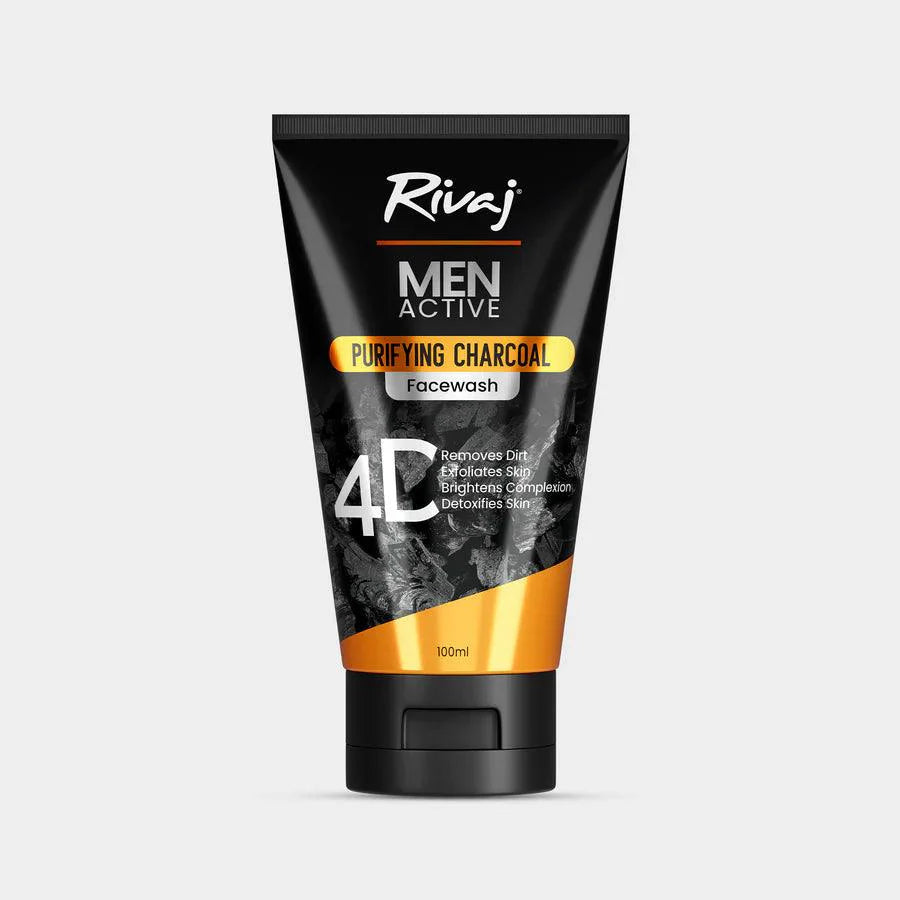 Rivaj Men Active Purifying Charcoal Face Wash - 100ml Rivaj