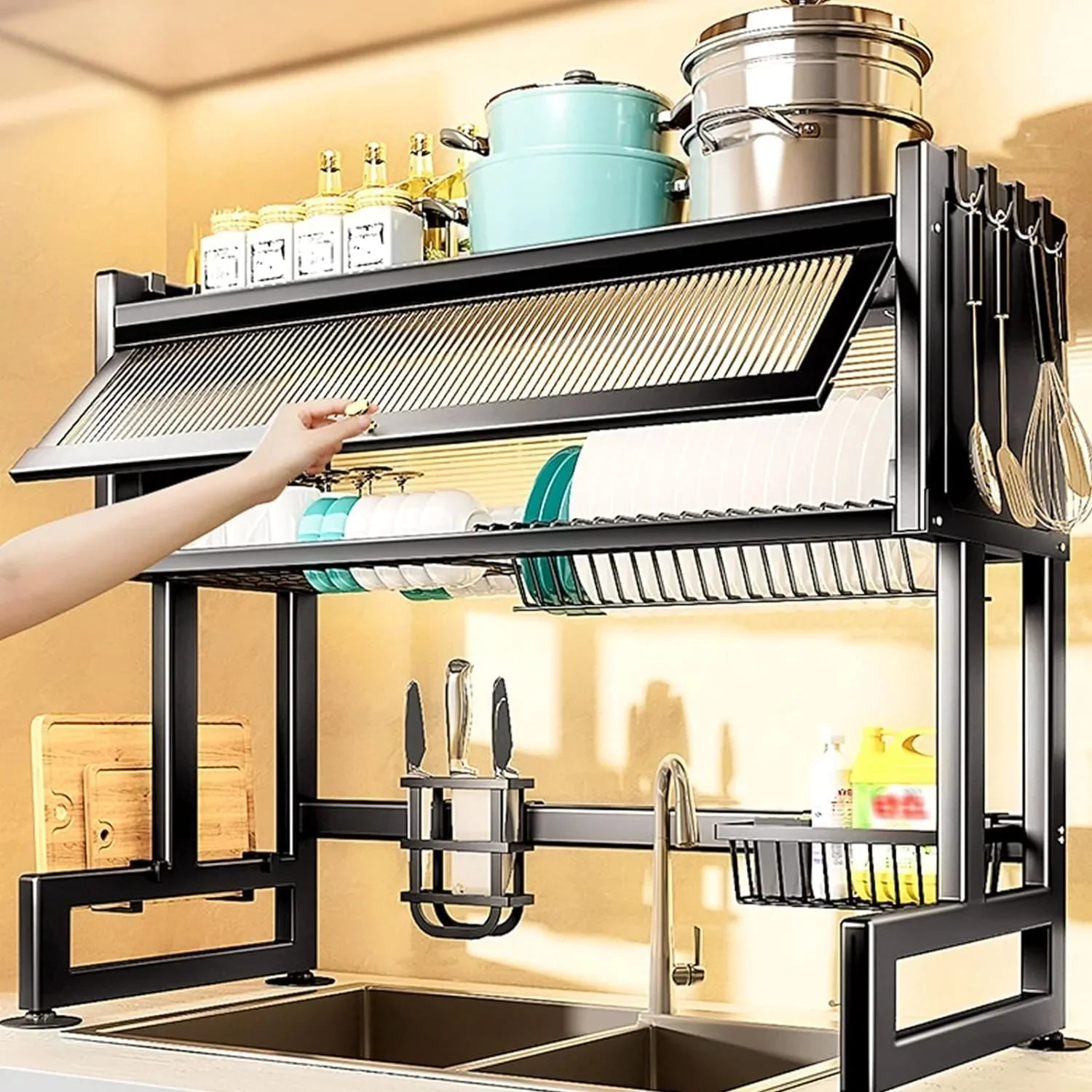 Multifunctional Flip Kitchen Dish Rack Cosmia.pk