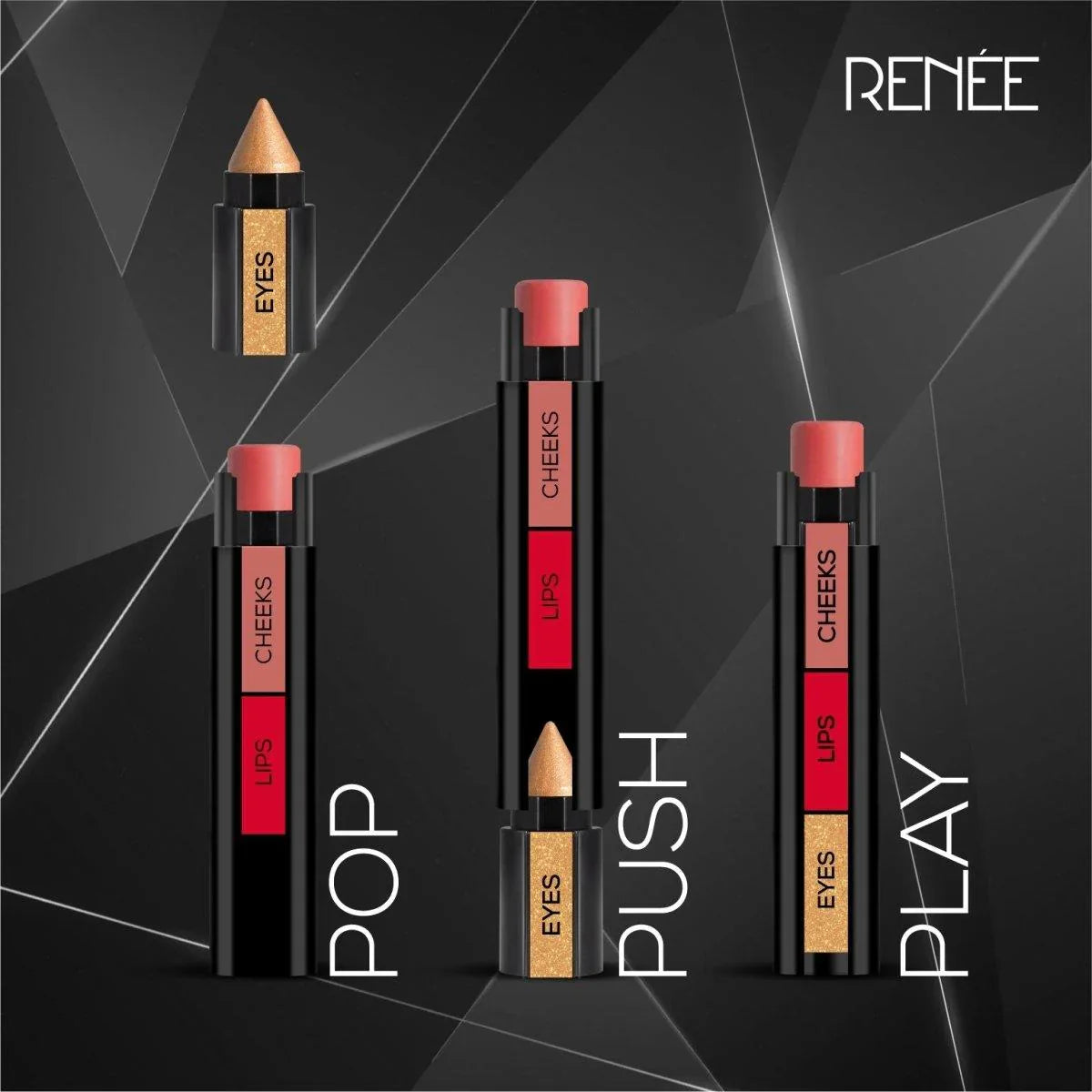 3 in 1 Makeup Stick With Eye Shadow, Blush & Lipstick Cosmia.pk