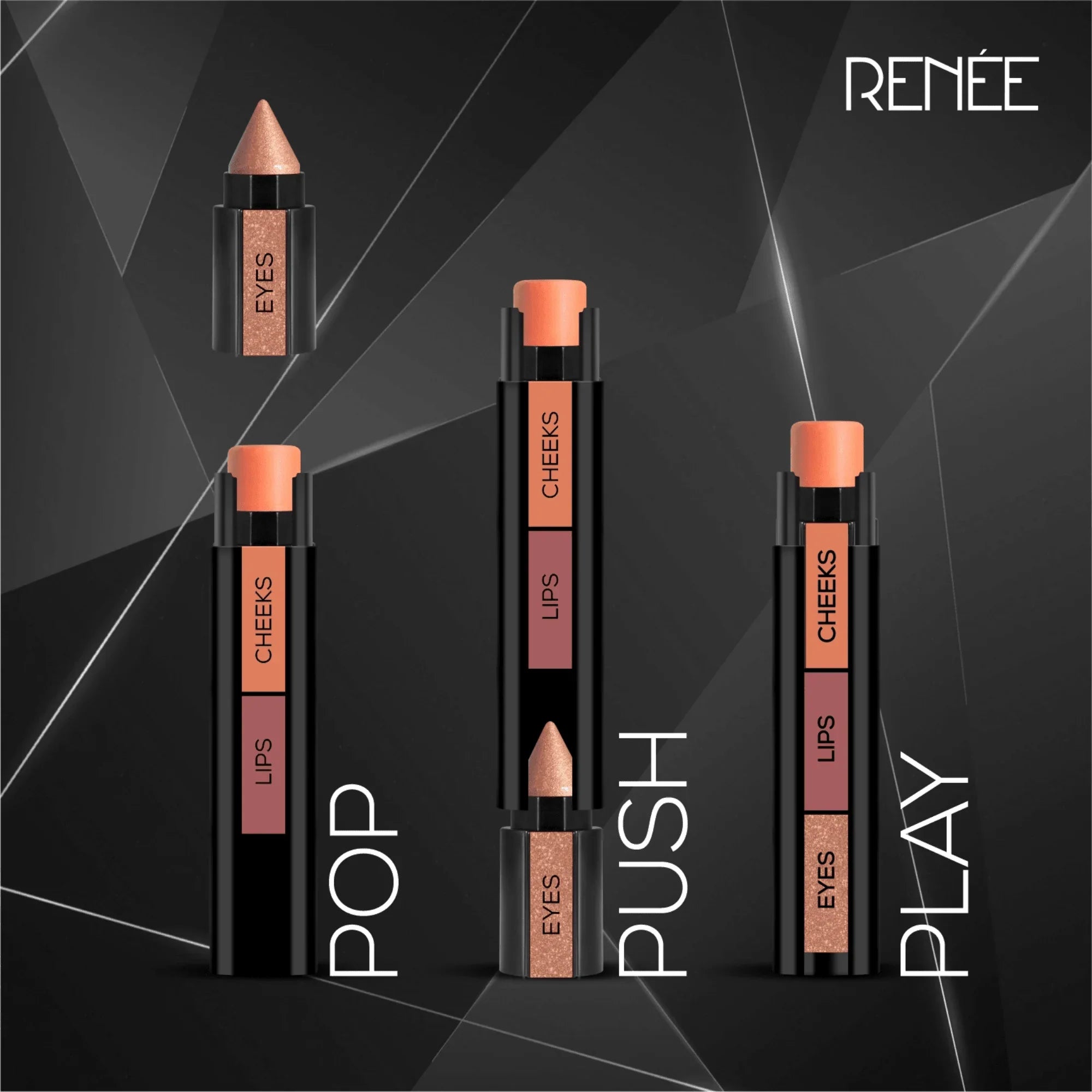 3 in 1 Makeup Stick With Eye Shadow, Blush & Lipstick Cosmia.pk