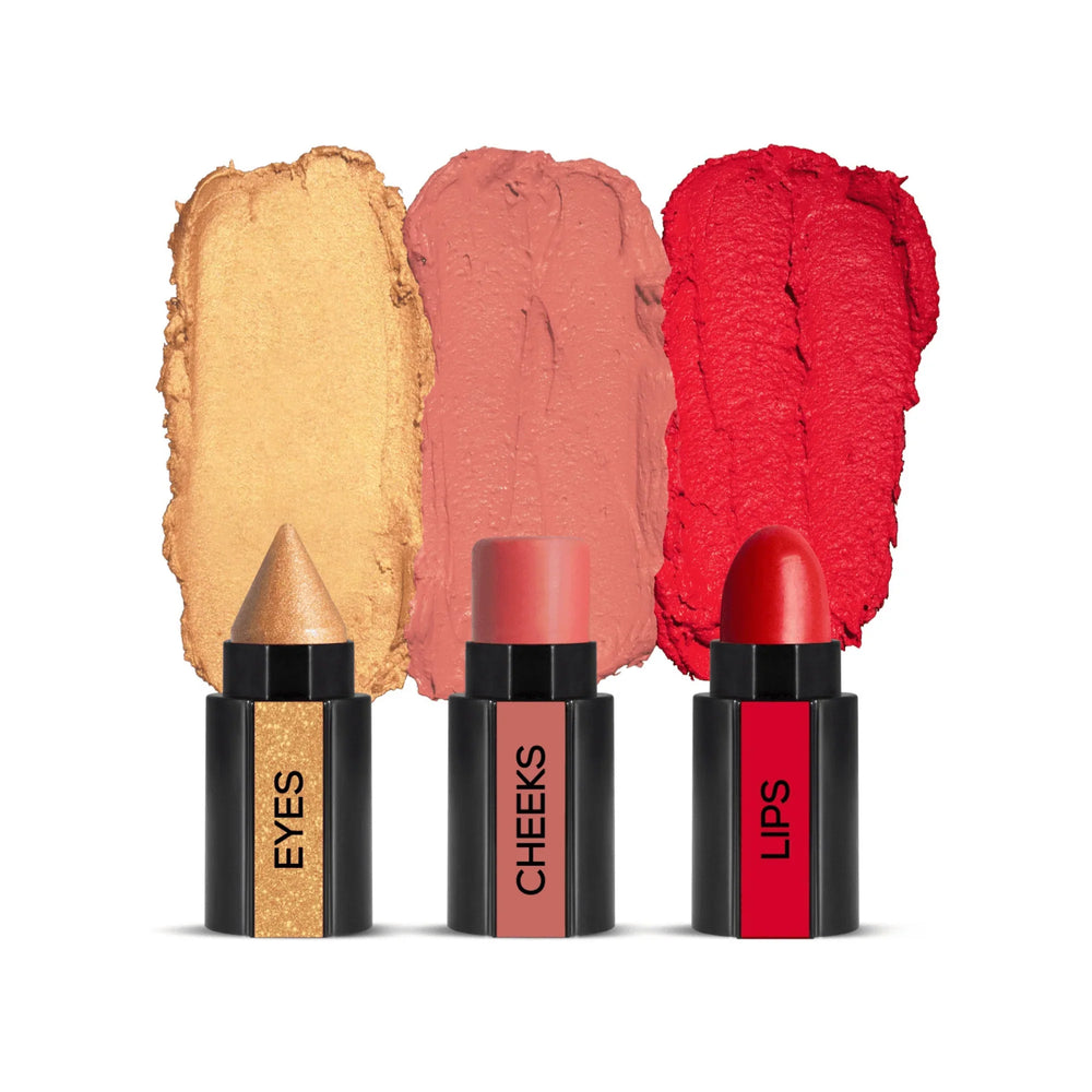 3 in 1 Makeup Stick With Eye Shadow, Blush & Lipstick Cosmia.pk