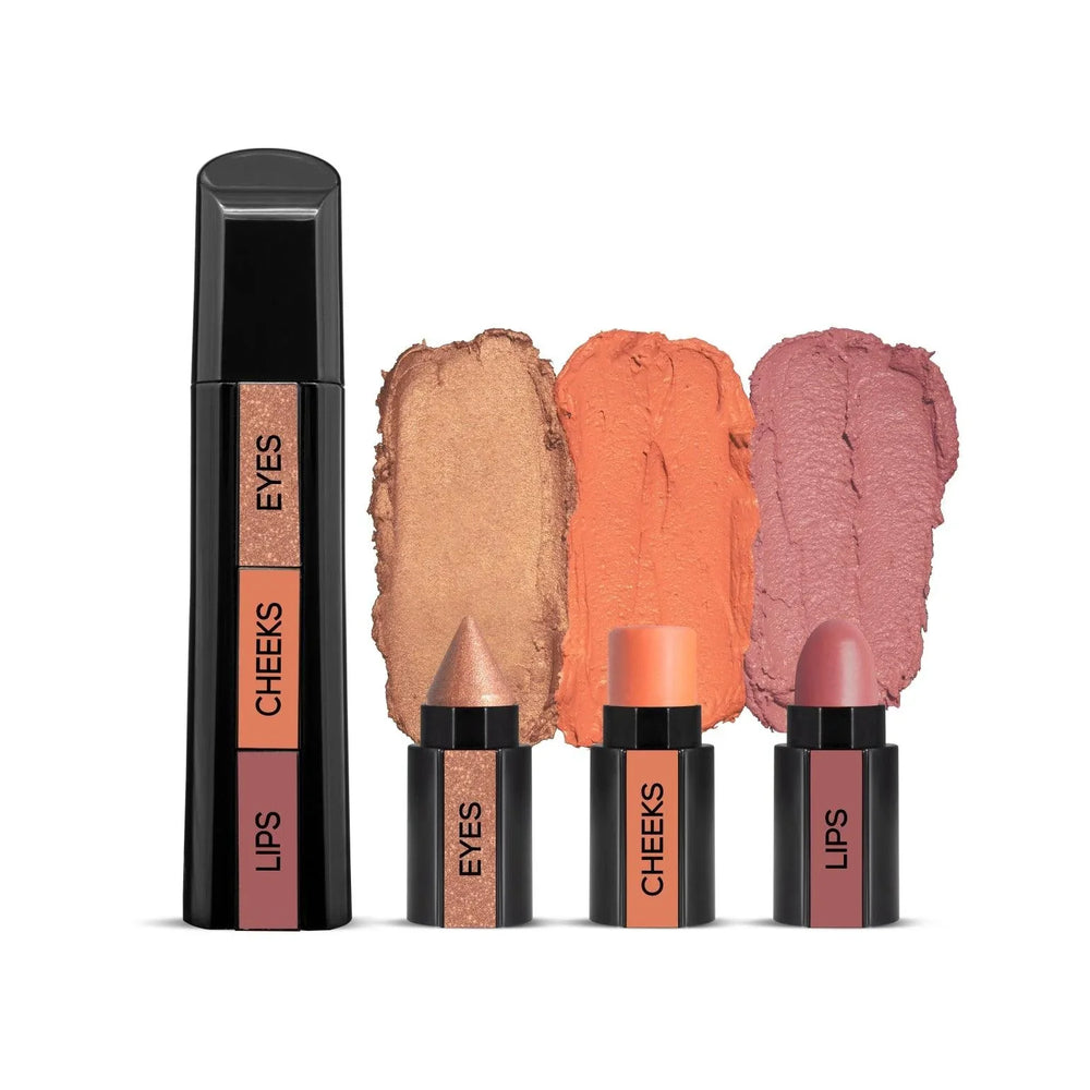 3 in 1 Makeup Stick With Eye Shadow, Blush & Lipstick Cosmia.pk
