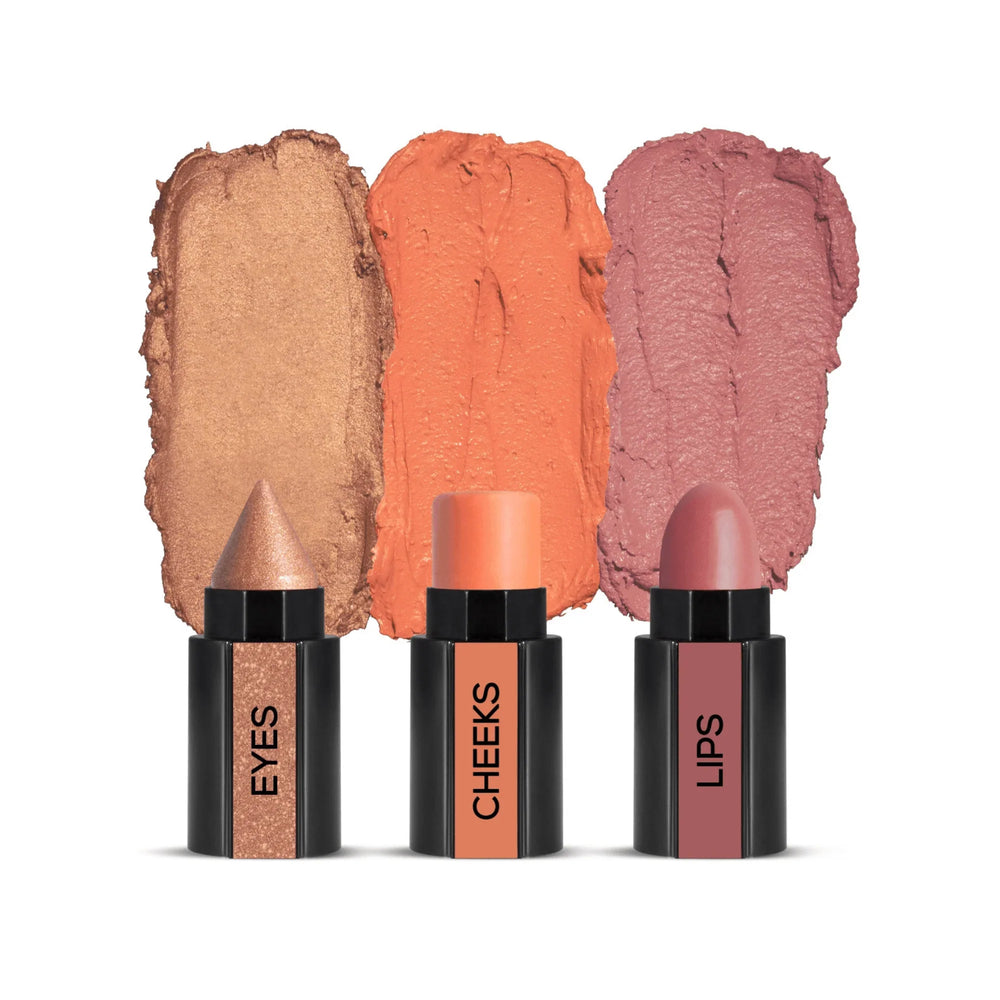 3 in 1 Makeup Stick With Eye Shadow, Blush & Lipstick Cosmia.pk