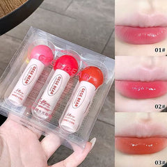 Gege Bear 3 Pcs Lollipop Water Gloss Lip Glaze Set | Hydrating Lip Gloss Gege Bear