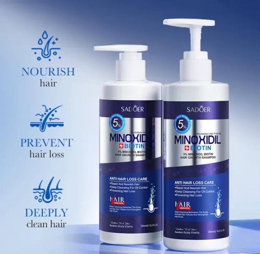 SADOER 5% Minoxidil Biotin Hair Growth Shampoo 300ml SADOER