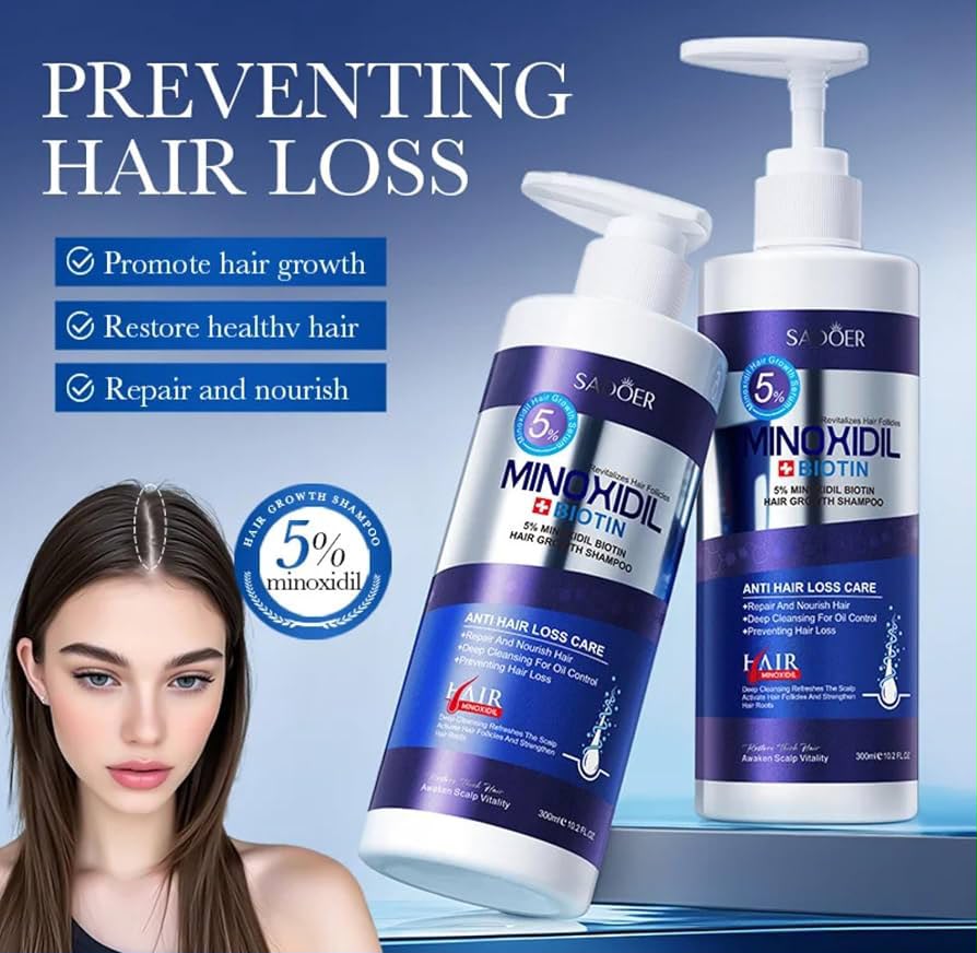 SADOER 5% Minoxidil Biotin Hair Growth Shampoo 300ml SADOER