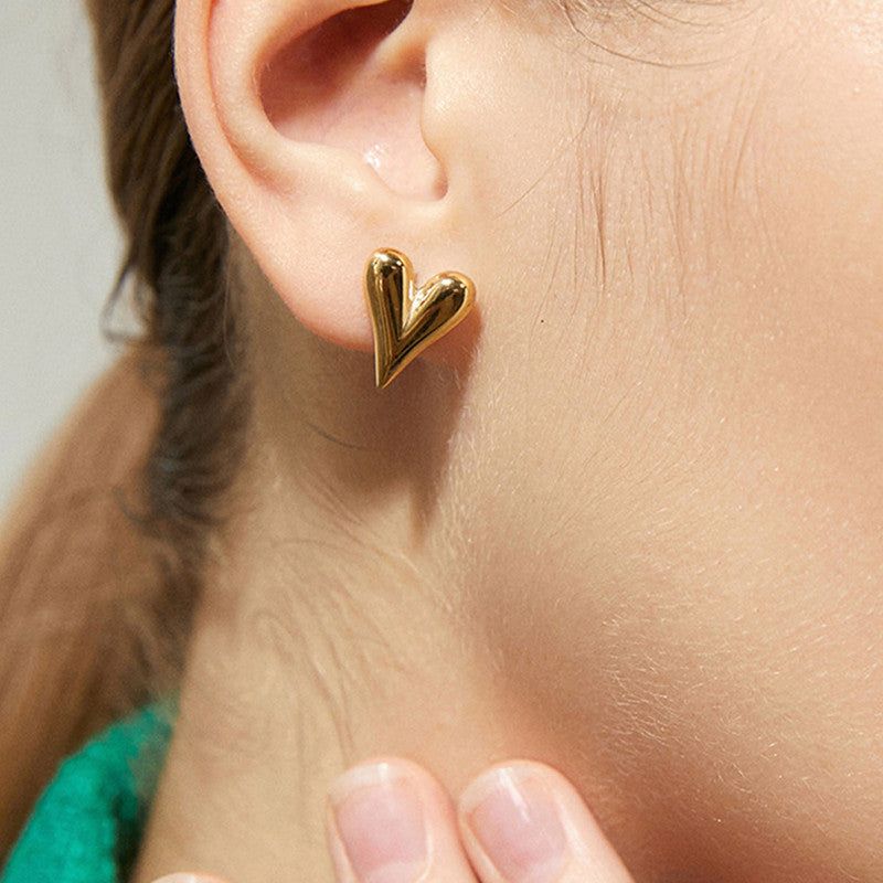 Stainless Steel Heart Tops Earrings Cosmia.pk