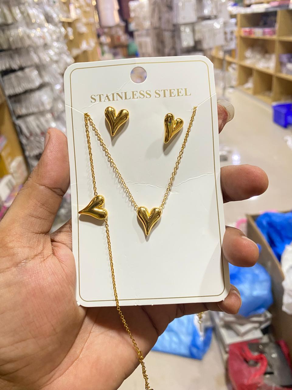 Stainless Steel Heart Combo Set Cosmia.pk