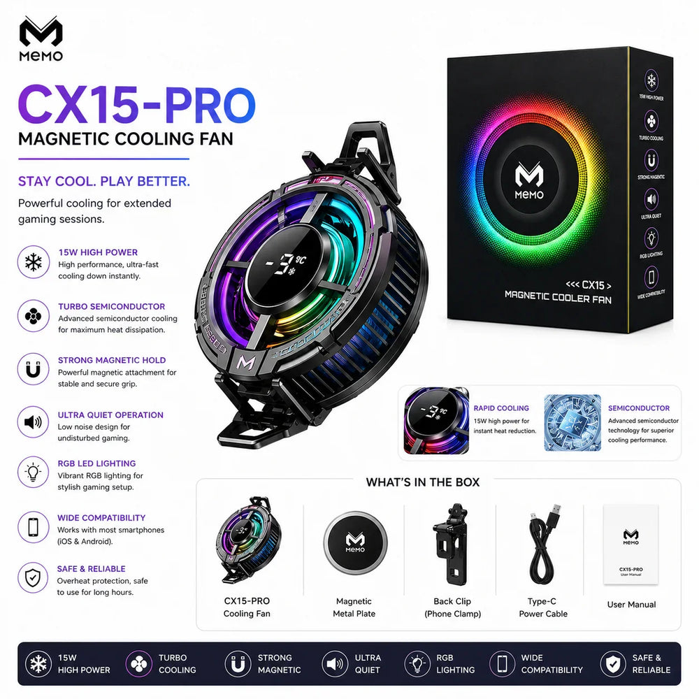 Memo CX15 Pro Magnetic Phone Cooler - Each Memo