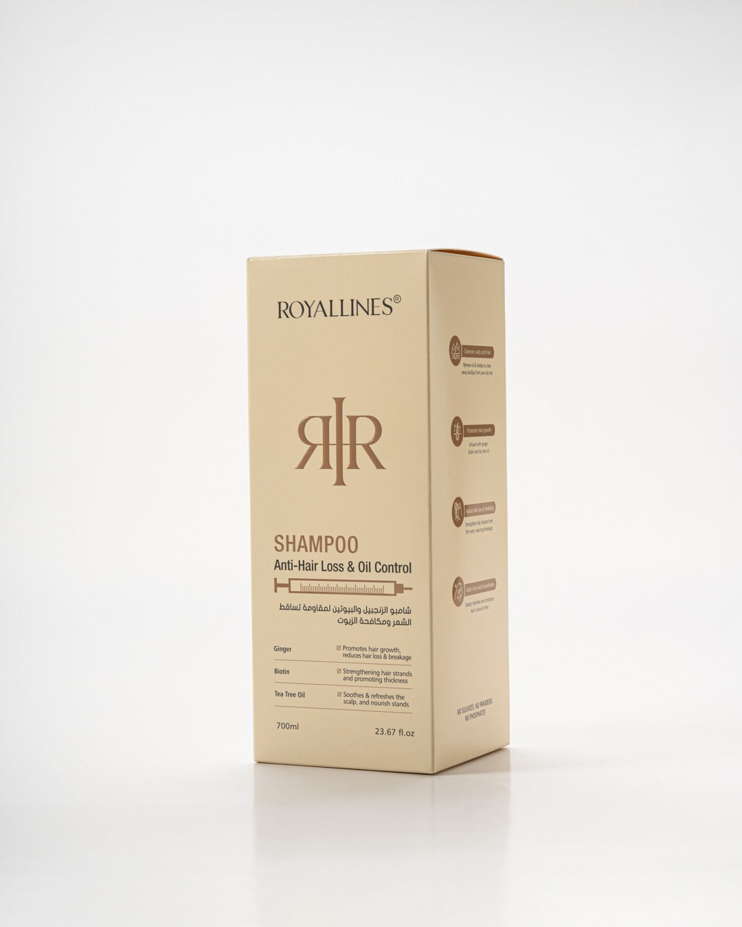 ROYALLINES Ginger & Biotin Anti-Hair Loss & Oil Control Shampoo (700ml) ROYALLINES