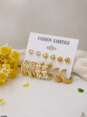 Gold Color Vintage Geometry Pearl Earrings Cosmia.pk