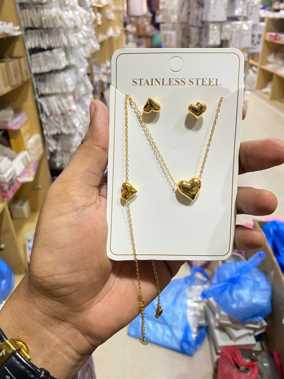Stainless Steel Heart Combo Set Cosmia.pk