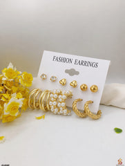 Gold Color Vintage Geometry Pearl Earrings Cosmia.pk
