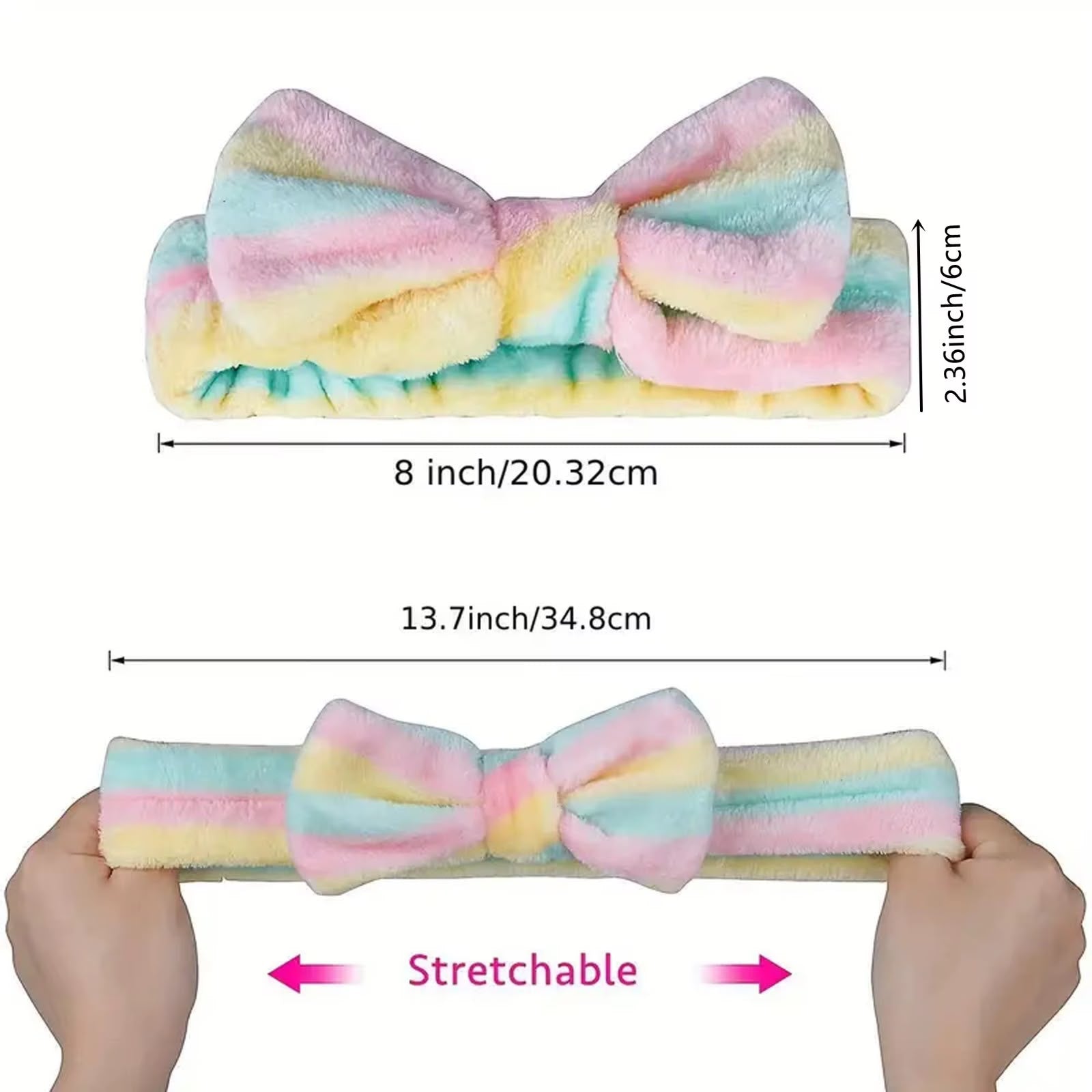Women's Striped Bow Face Wash Headband Cosmia.pk