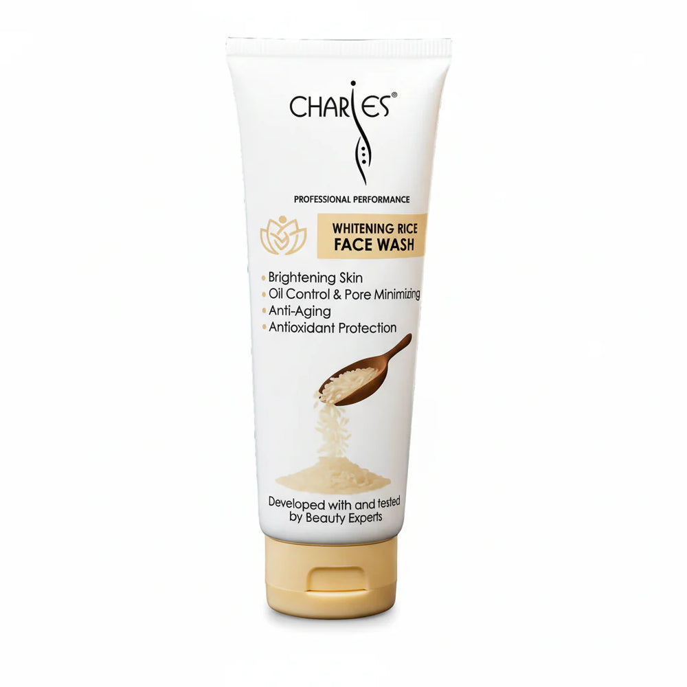 CHARIES Whitening Rice Face Wash Brightening, Oil Control & Anti-Aging Formula - 100ml Charies