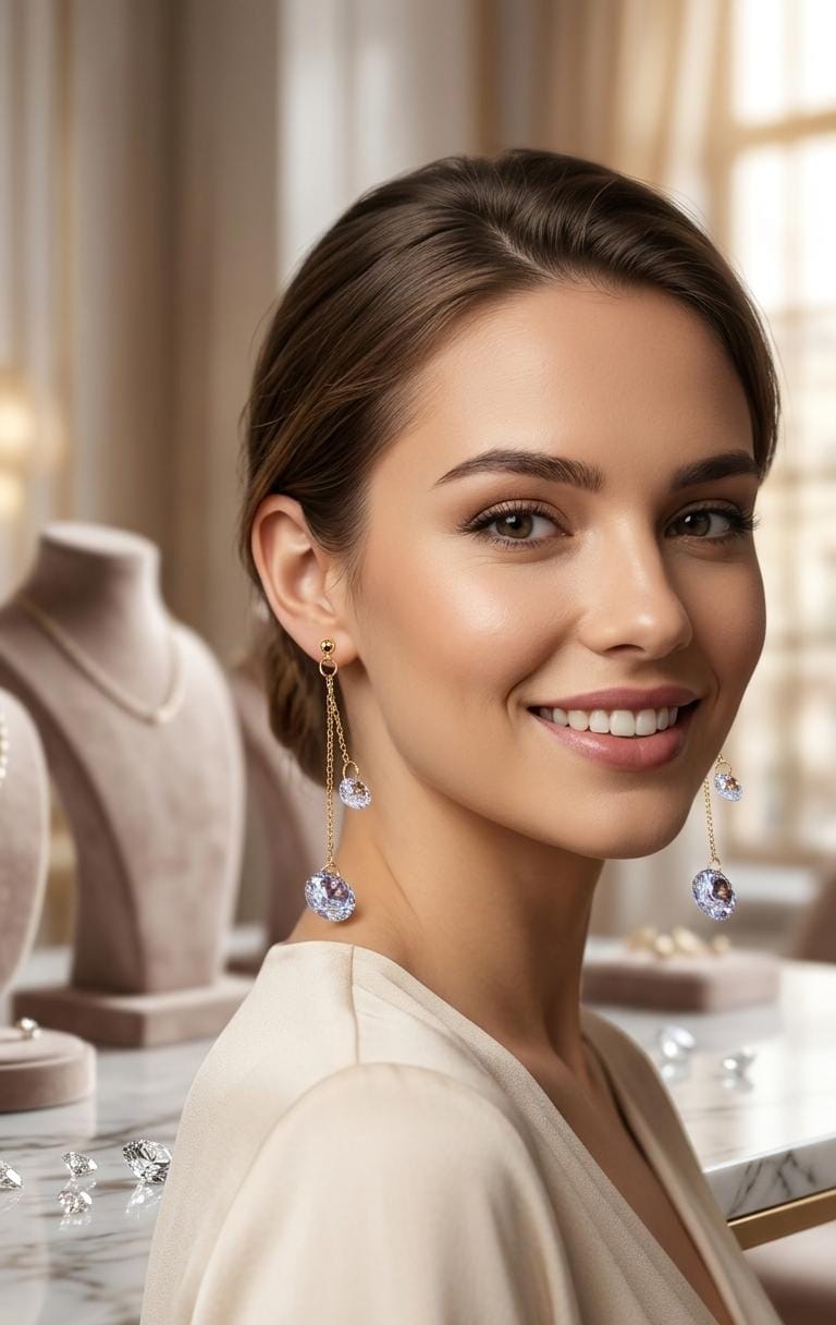 Korean Style Zircon Chain Earrings, 925 Design Cosmia.pk