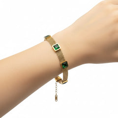 316L Stainless Steel Emerald Stone Bracelet Cosmia.pk