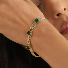 316L Stainless Steel Emerald Stone Bracelet Cosmia.pk