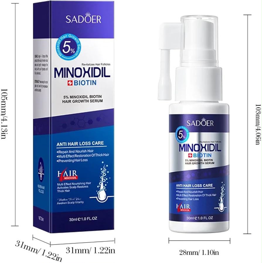SADOER 5% Minoxidil Hair Growth Serum with Biotin 30ml SADOER