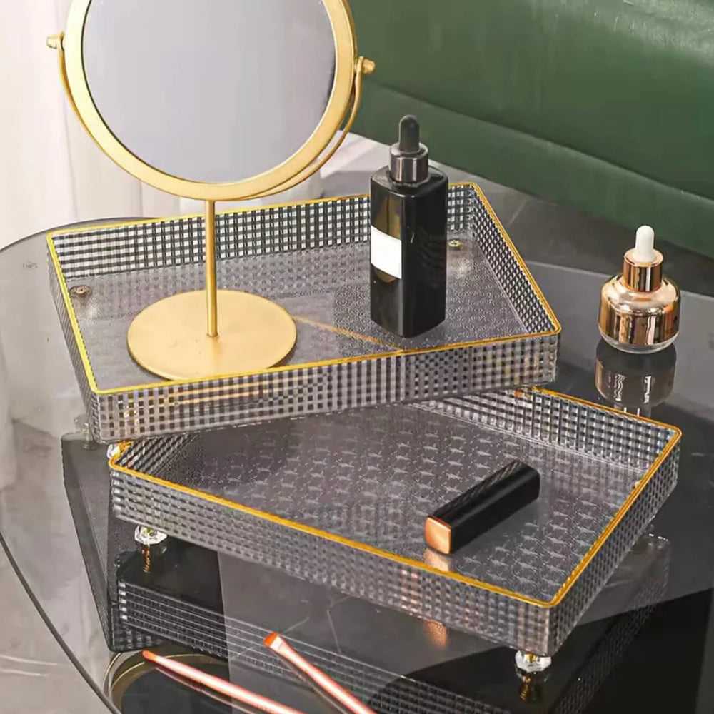 Multipurpose Transparent cosmetics storage Tray Cosmia